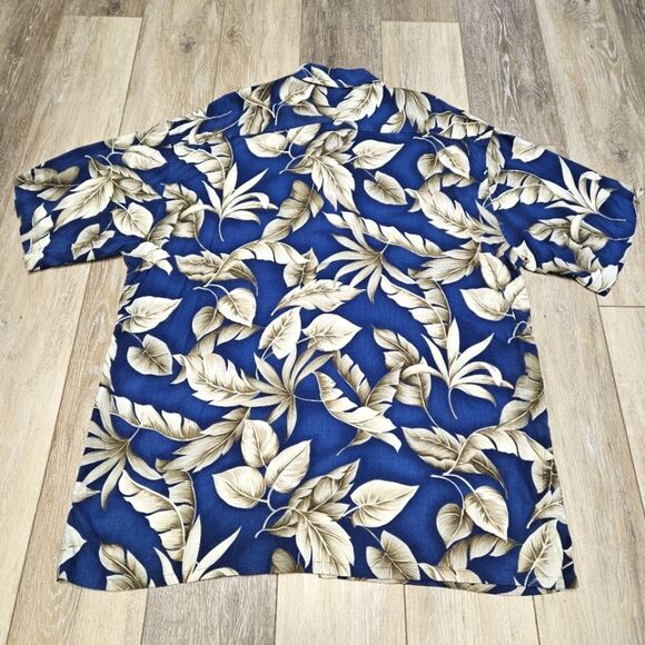 Pierre Cardin Hawaiian Button Up Short Sleeve Shirt Blue Men's XXL Resortwear - Picture 3 of 4